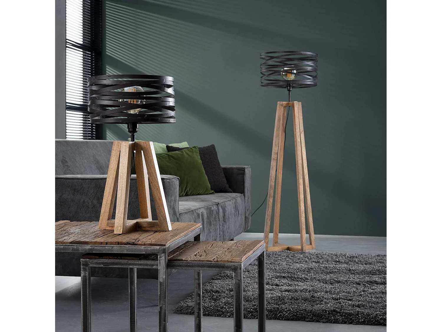 Twist Mini-Tischlampe - Holzkreuzrahmen - 29x29x50