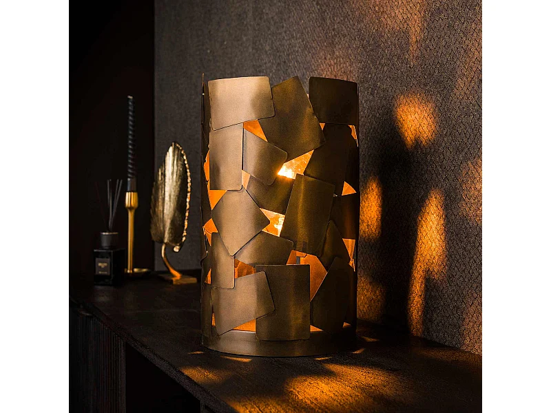 Tischlampe 1L Patch Cylinder - Bronze Antik