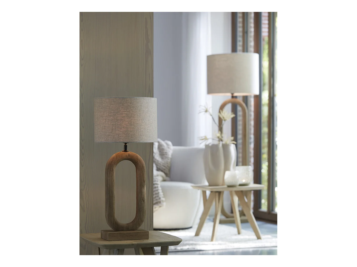 Pied de lampe PACECO - 20x12x44cm - Marron