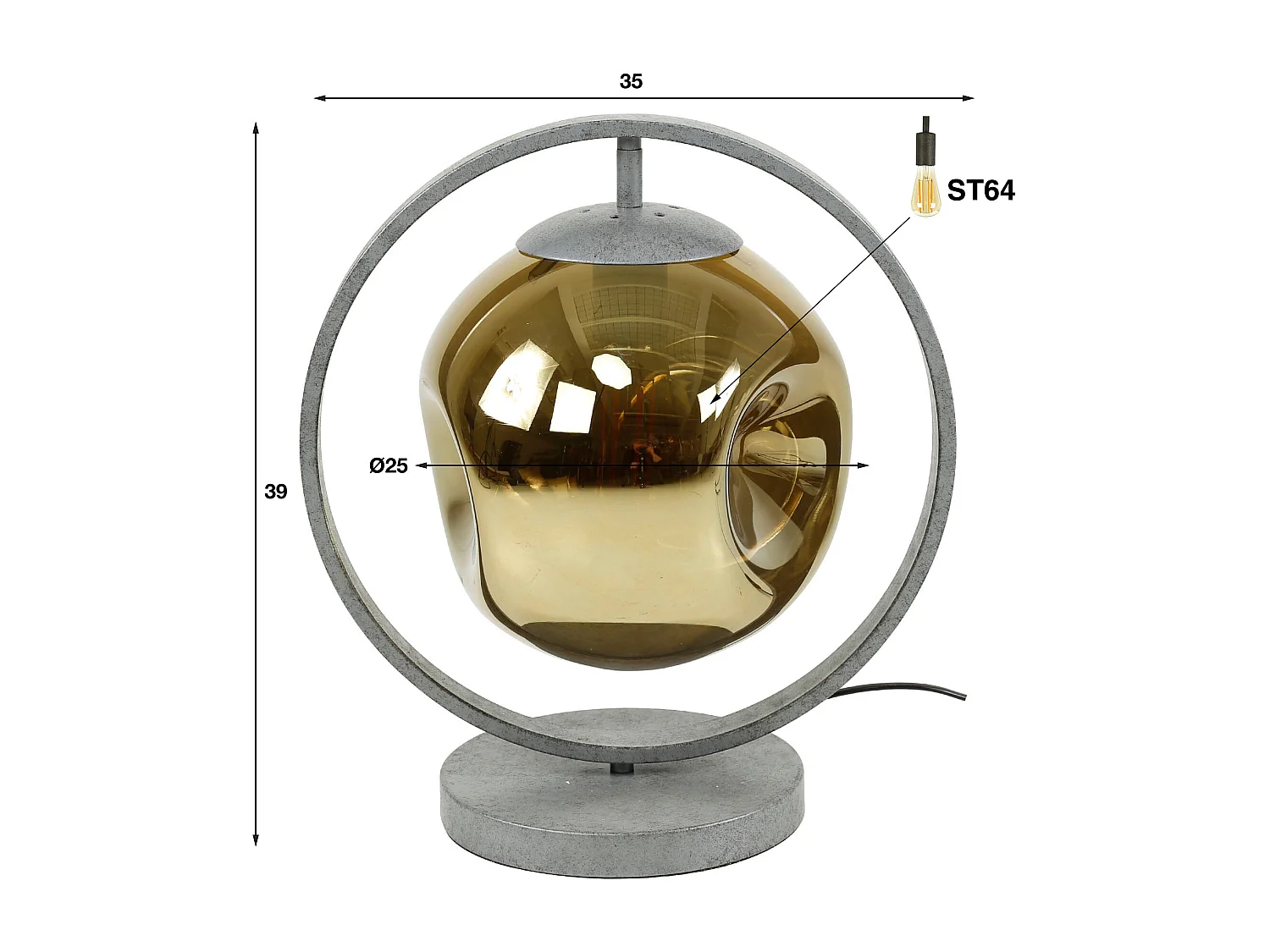 Lampe de table 1L Stellar - Argent Vieil