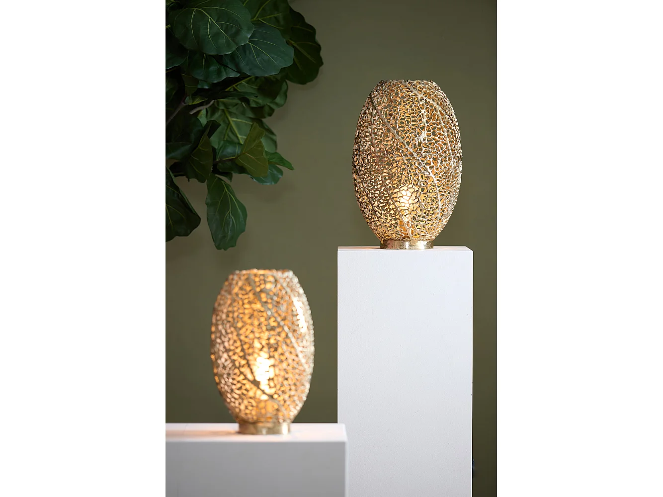 Lampe de table SINULA - Ø33x52cm - Doré