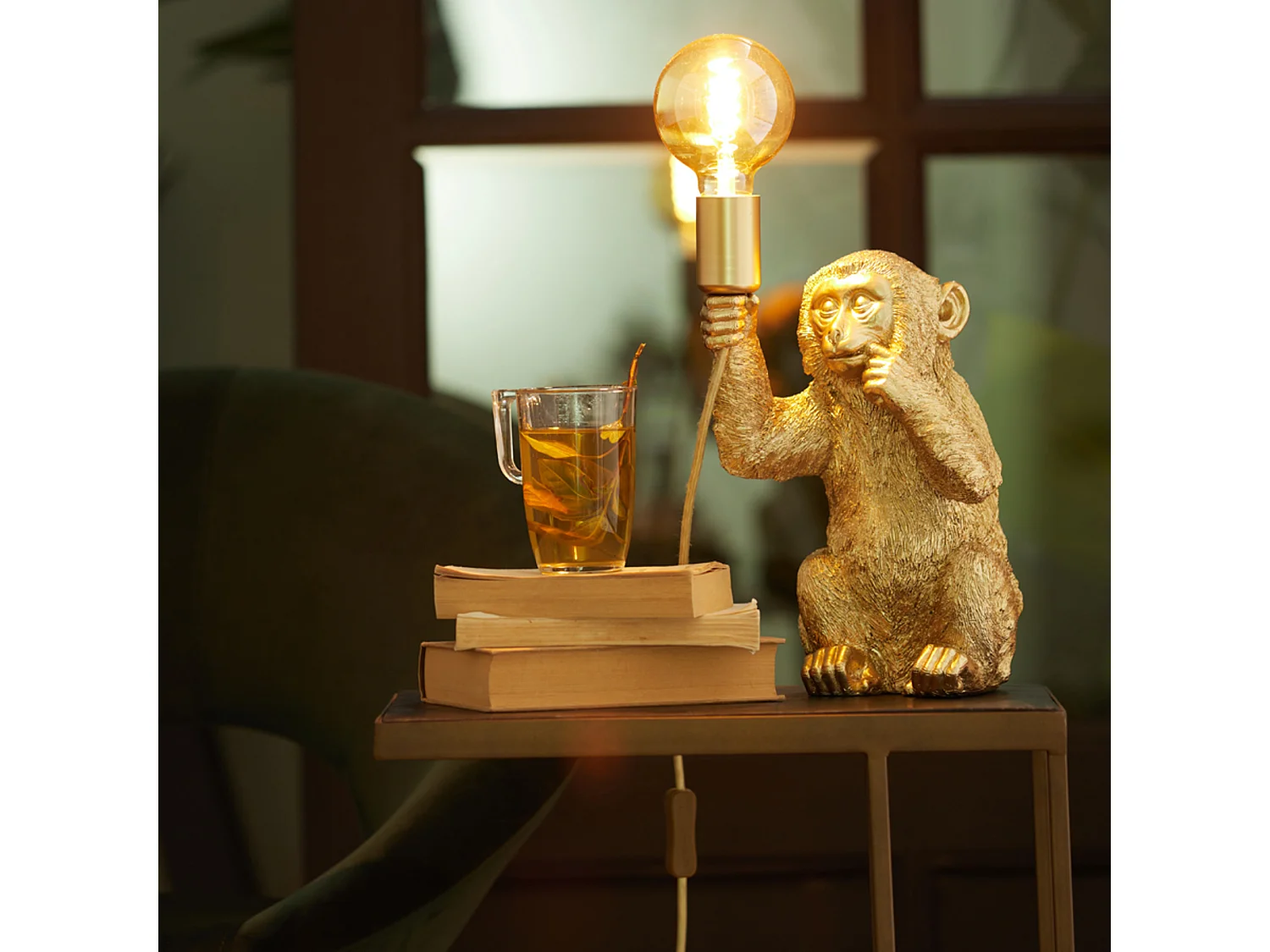 Lampe de table MONKEY - 13x12,5x23,5cm - Doré