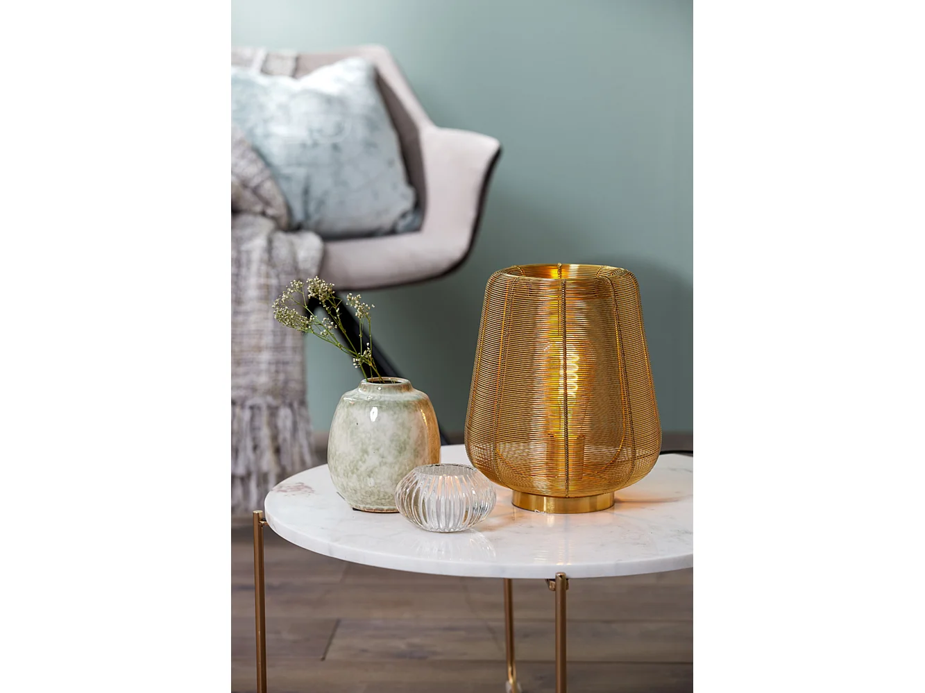 Lampe de table ADETA - Ø22x26cm - Doré