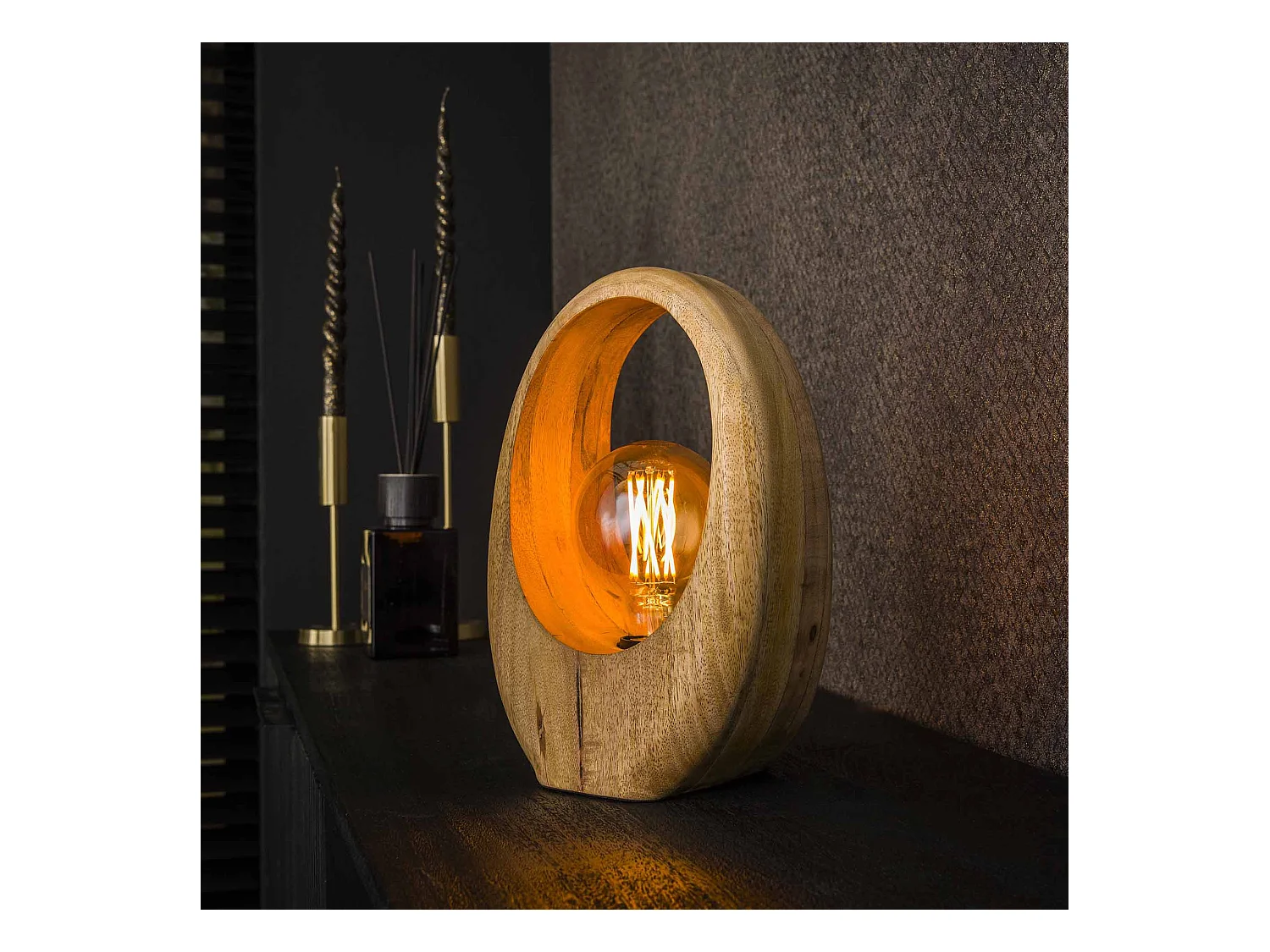 Lampe de table Arch Wood 1L - Manguier massif naturel