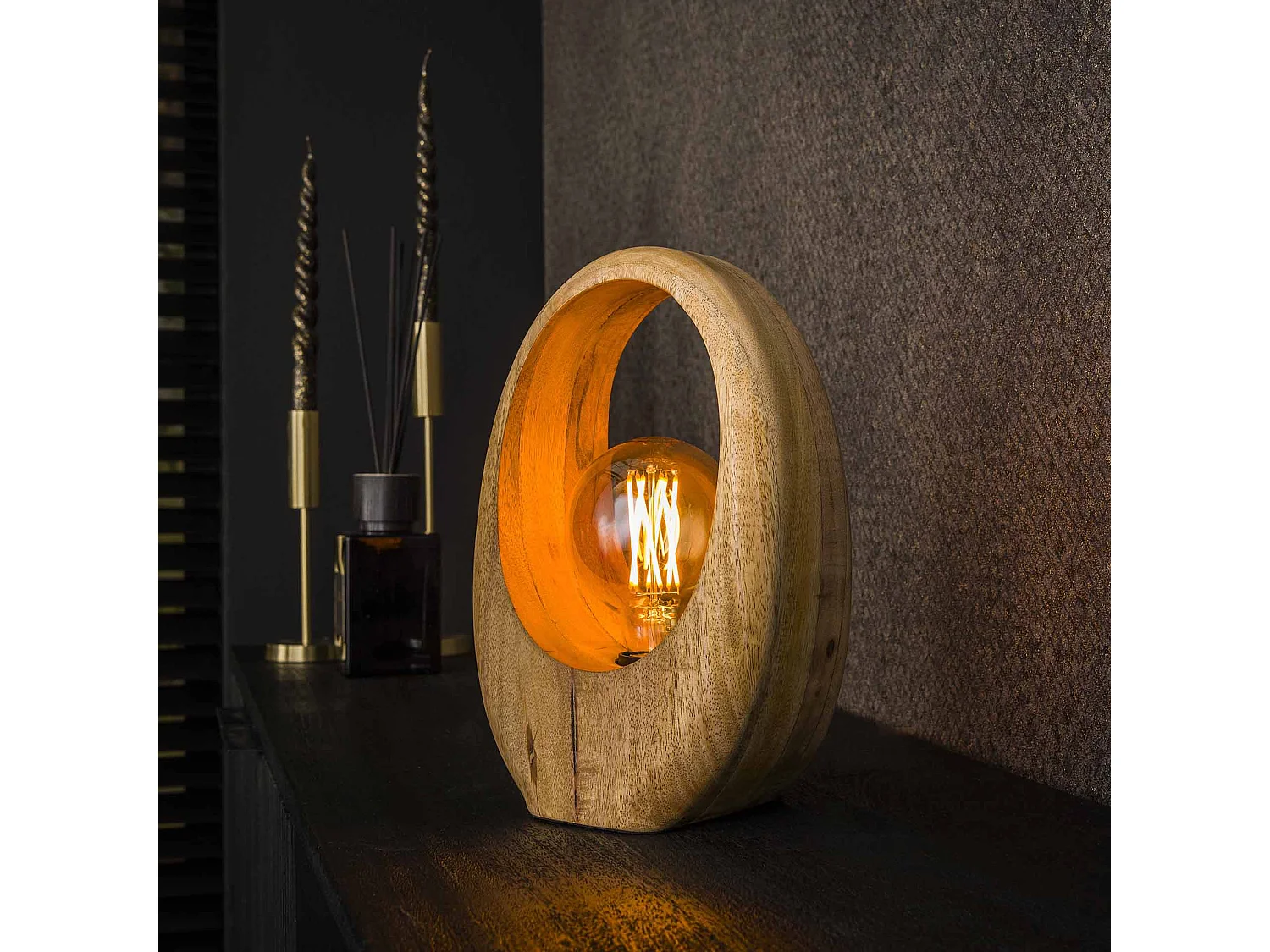 Lampe de table Arch Wood 1L - Manguier massif naturel