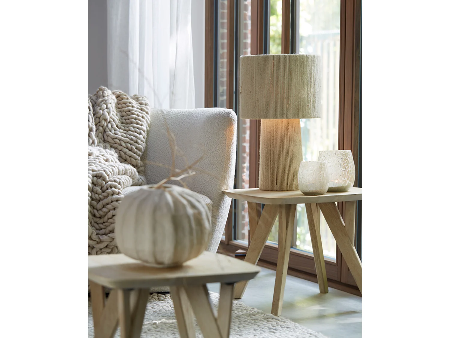 Lampe de table PITINO - Ø31,5x51cm - Marron