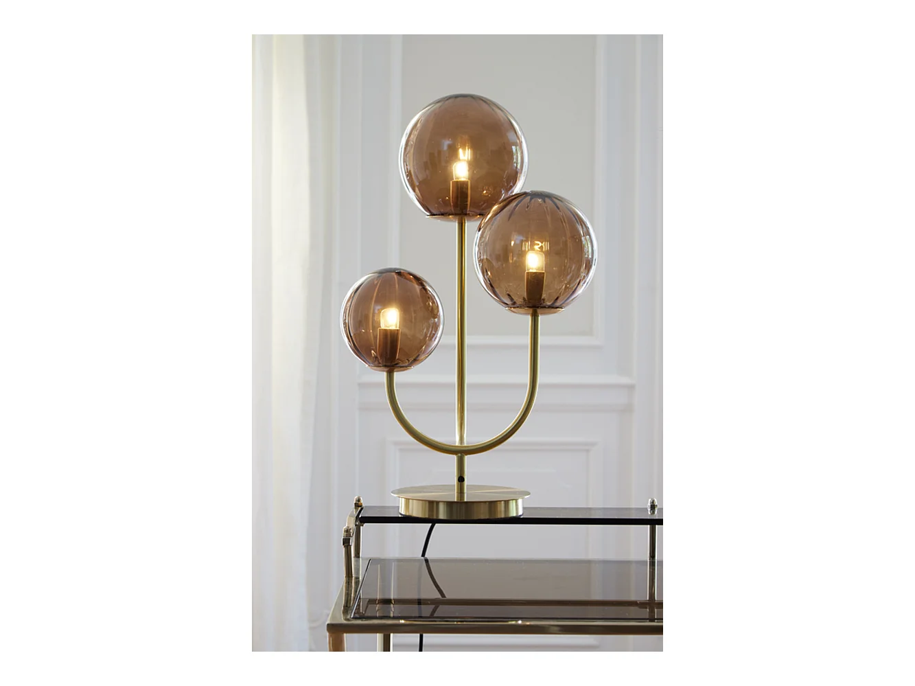 Tischlampe MAGDALA - 38x20x60cm - Braun