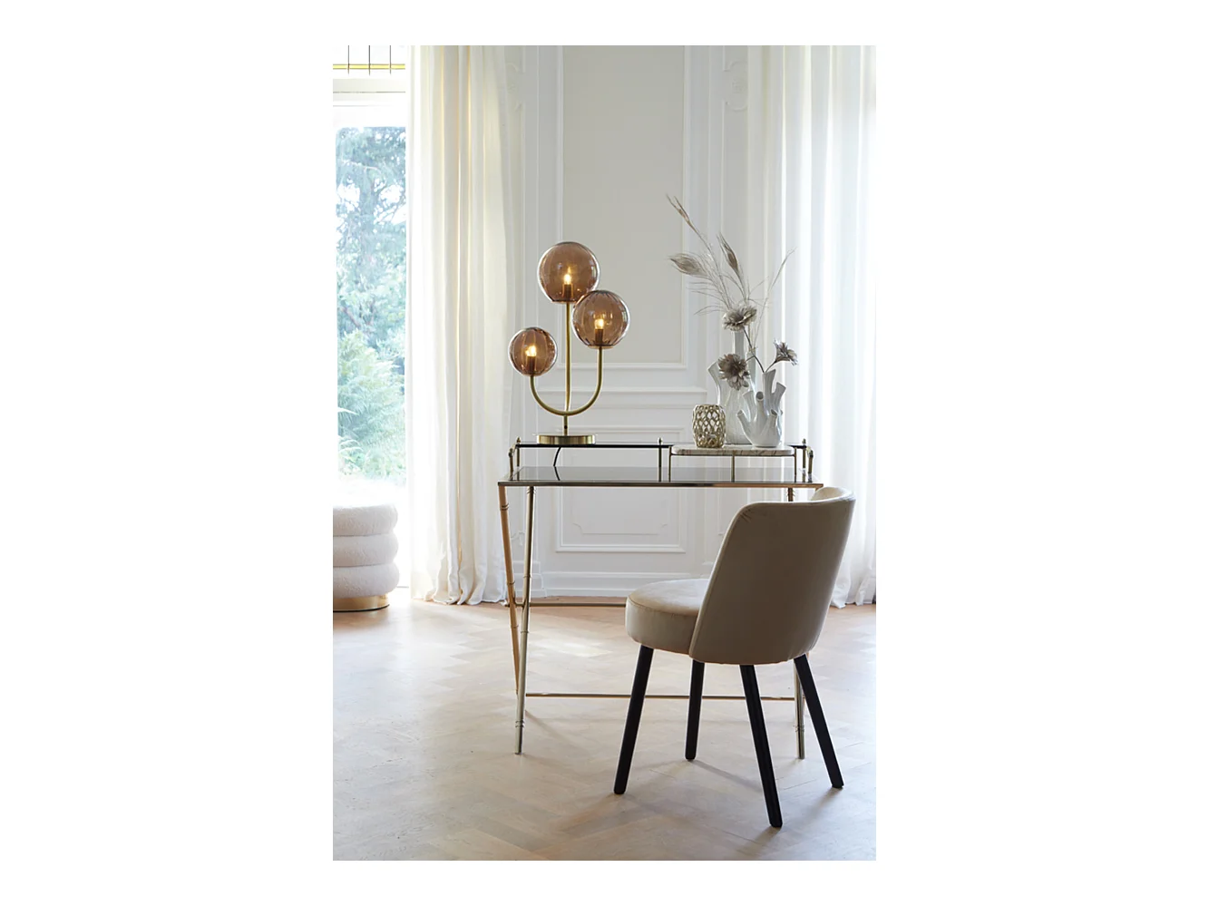 Tischlampe MAGDALA - 38x20x60cm - Braun
