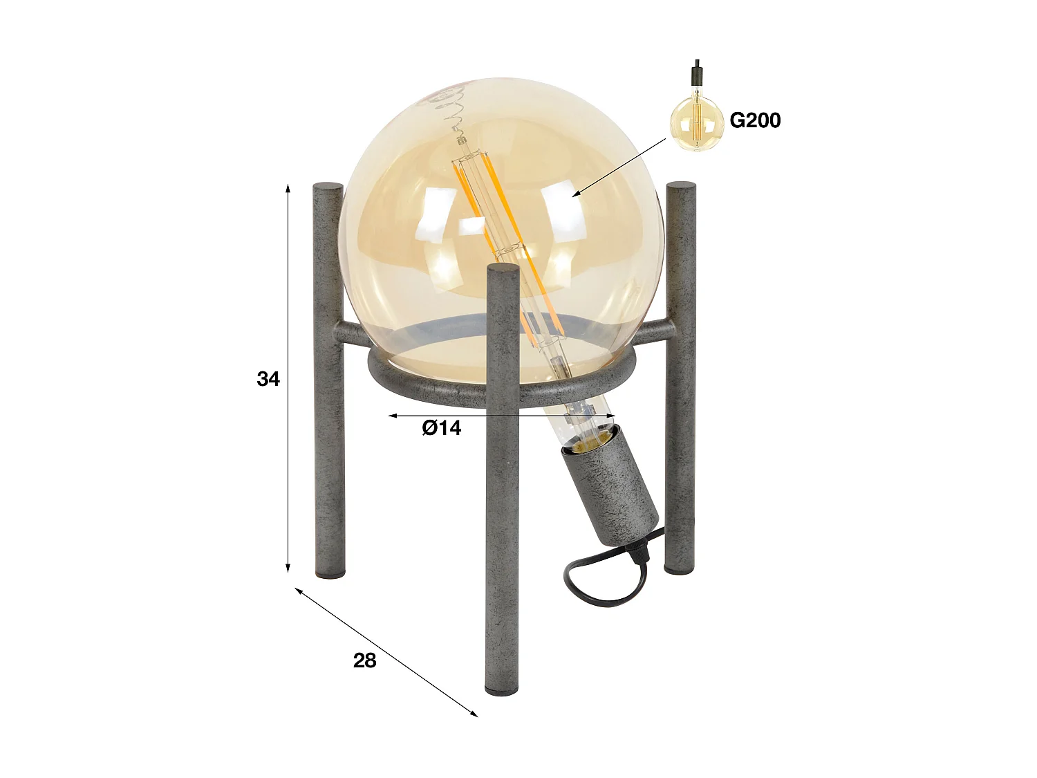 Lampe de table Saturn - Industrielle - Ø20
