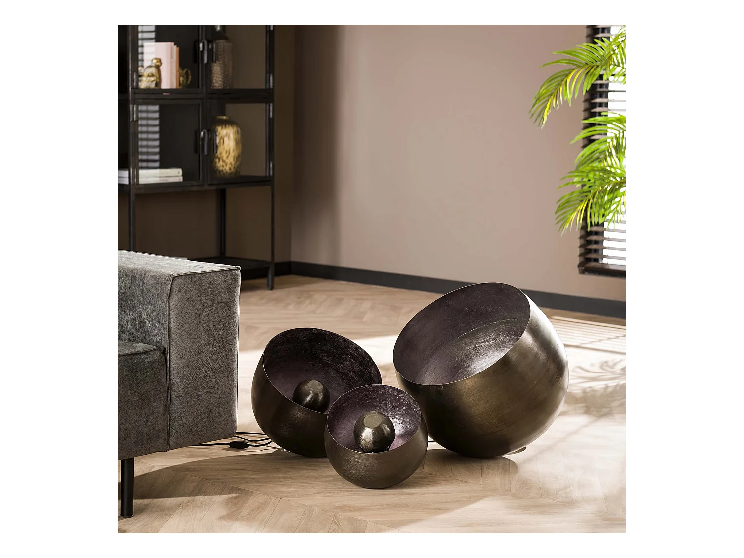 Lampe de table Basket L - Ø36 Ronde - Noir/Gris