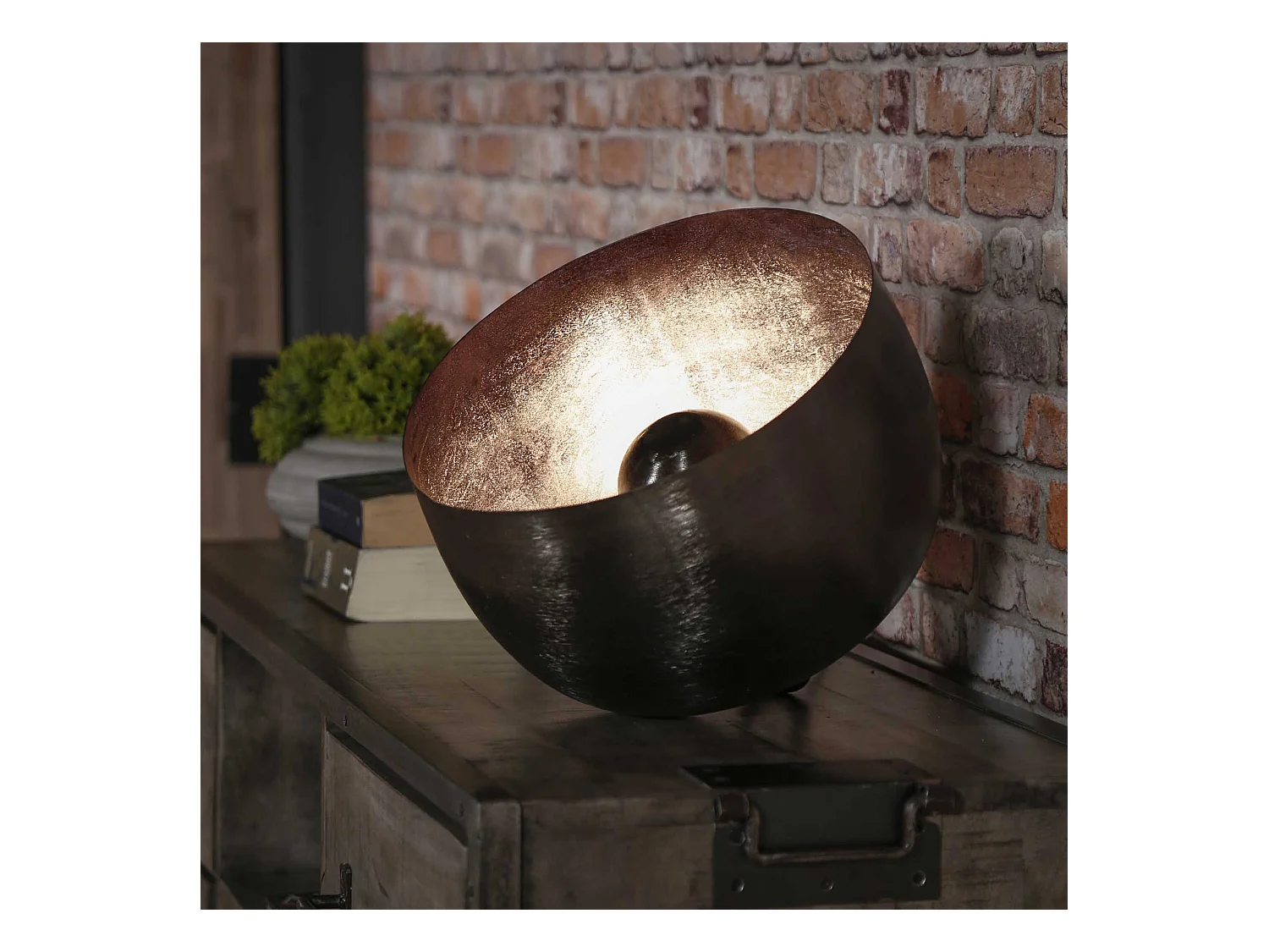 Lampe de table Basket L - Ø36 Ronde - Noir/Gris