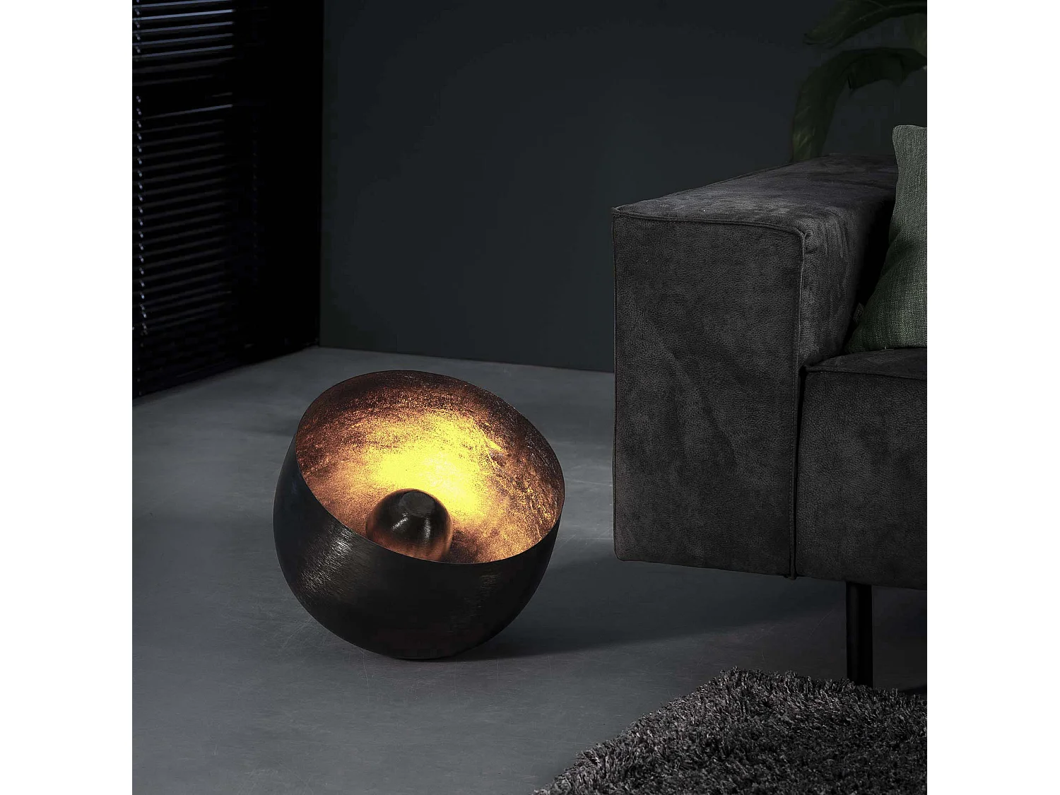 Lampe de table Basket L - Ø36 Ronde - Noir/Gris