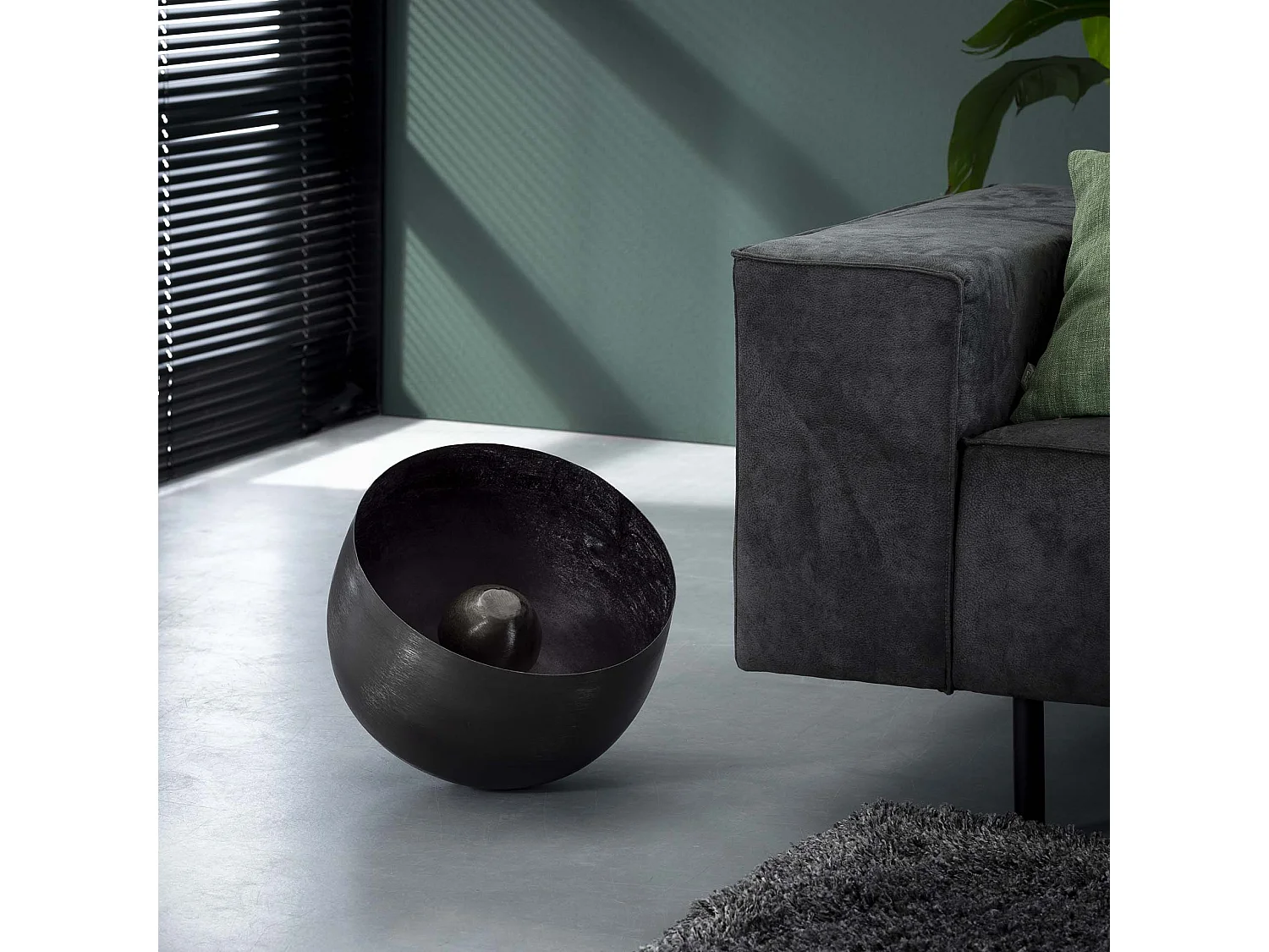 Lampe de table Basket L - Ø36 Ronde - Noir/Gris