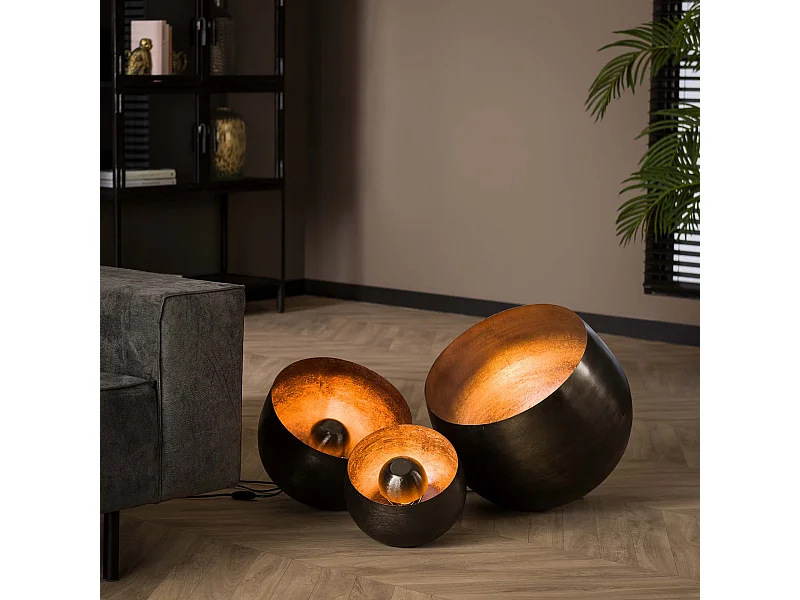 Lampe de table Basket L - Ø36 Ronde - Noir/Gris