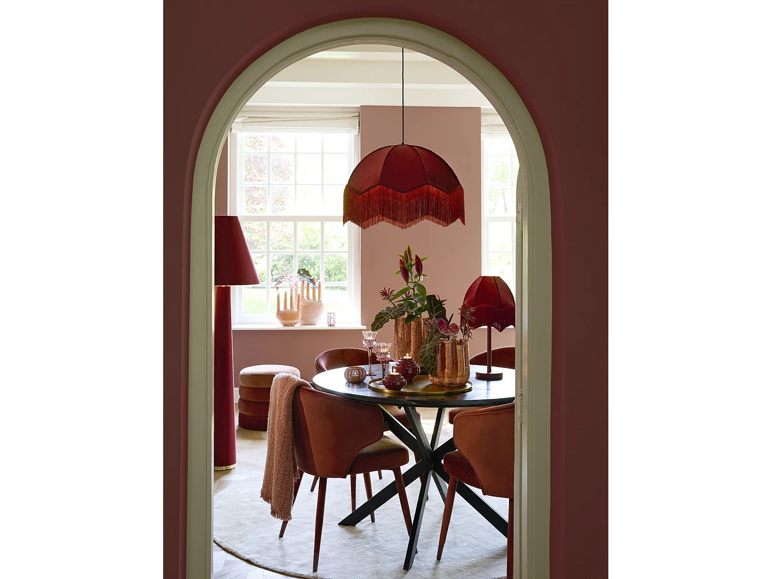 Pied de lampe WASHINGTON - Ø14x39,5cm - Rouge