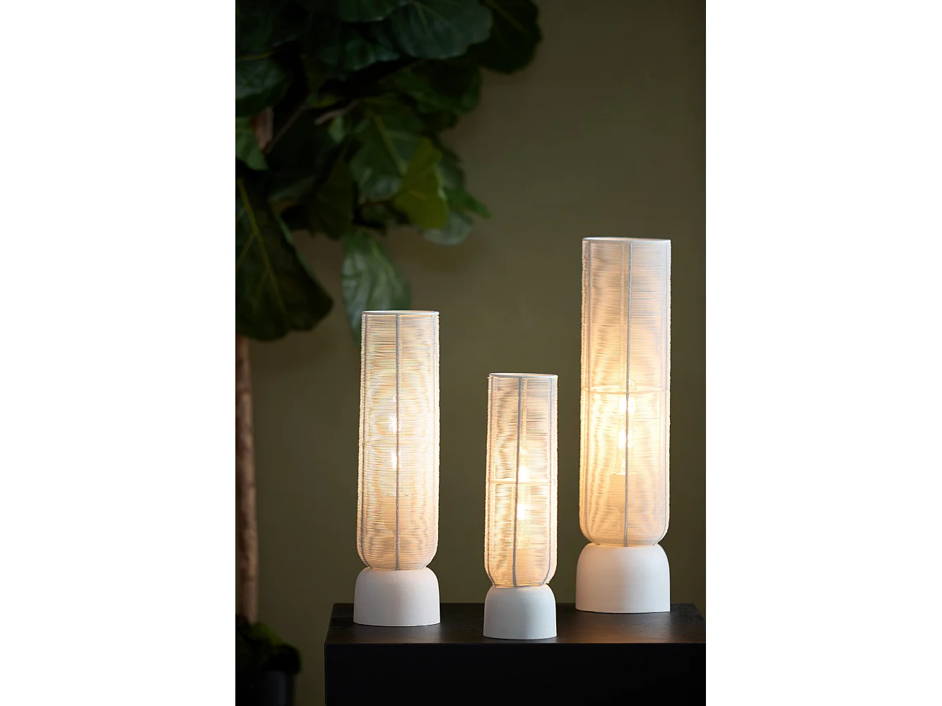 Lámpara de mesa LEZUZA - Ø13,5x49,5cm - Blanco