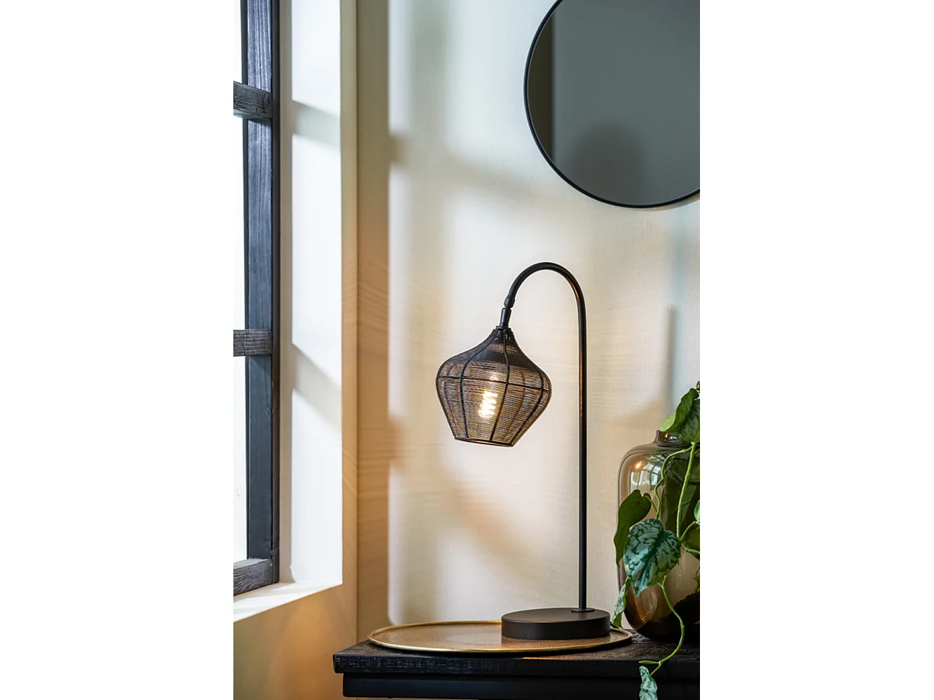 Lampe de table ALVARO - 27x20x61cm - Noir