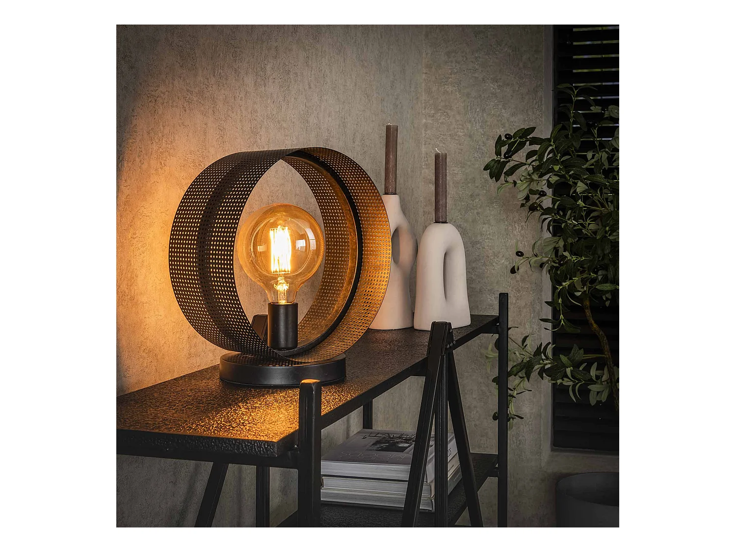Lampe de table 1L Anneau Perforé - Anthracite