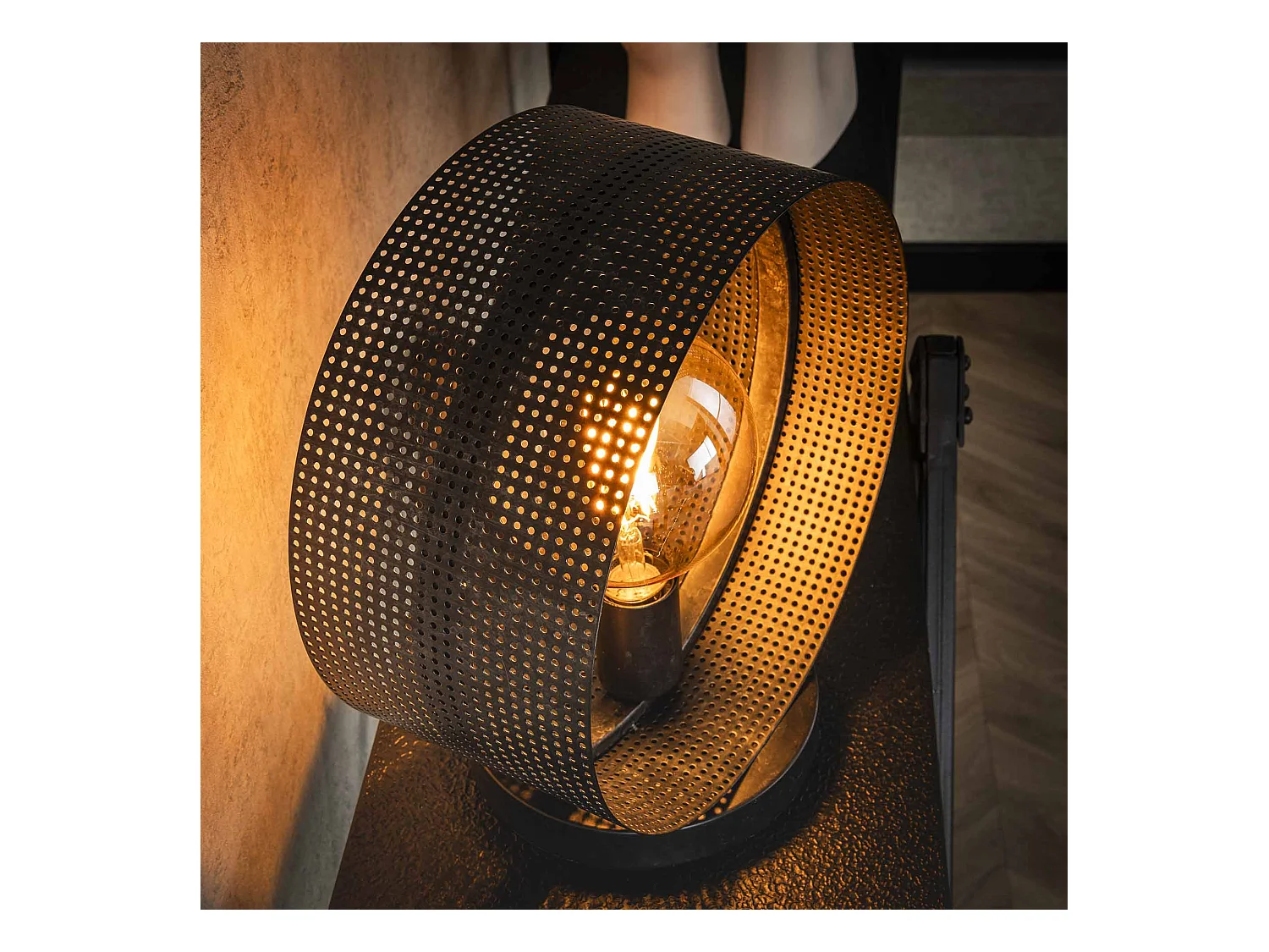 Tischlampe 1L Ring Perforated - Anthrazit