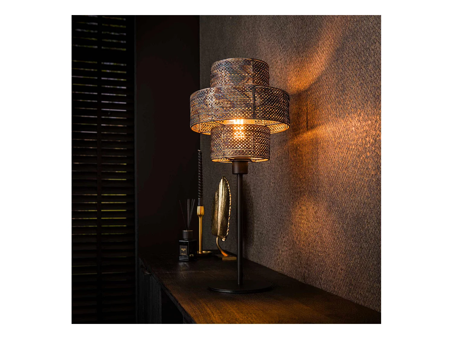 Lampe de table Lanterne 1L - Noir Marron