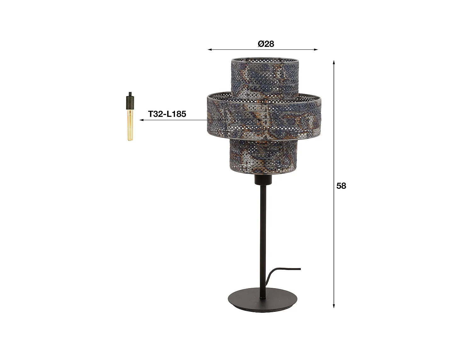 Tischlampe 1L Laterne - Schwarz Braun
