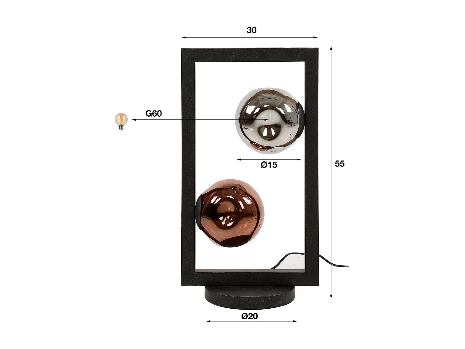 Lampe de table 2L Stellar - Noir Artic
