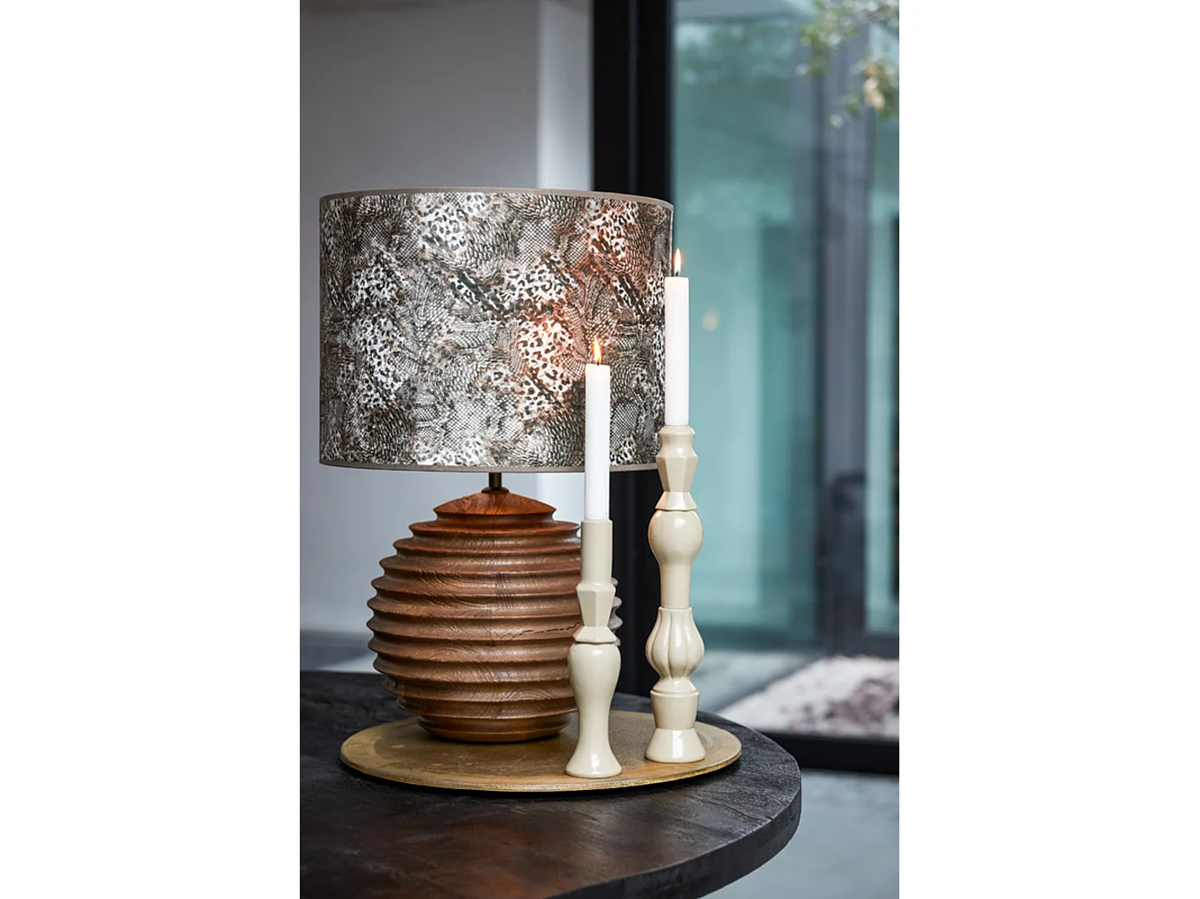 Pied de lampe RENZO - Ø29x38cm - Marron