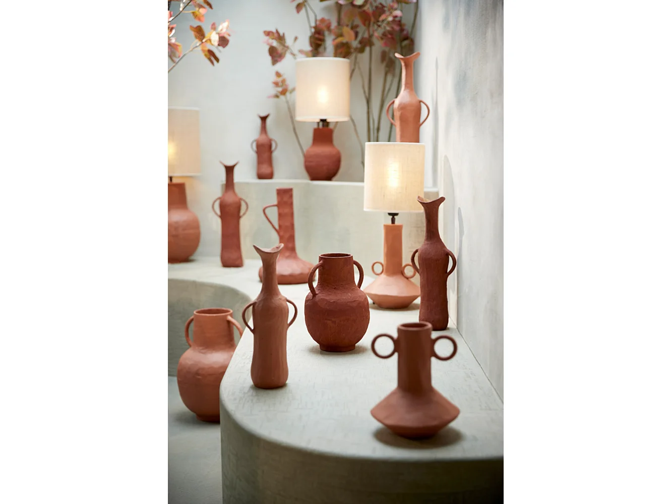 Pied de lampe BIVIO - 22x20,5x37,5cm - Rouge