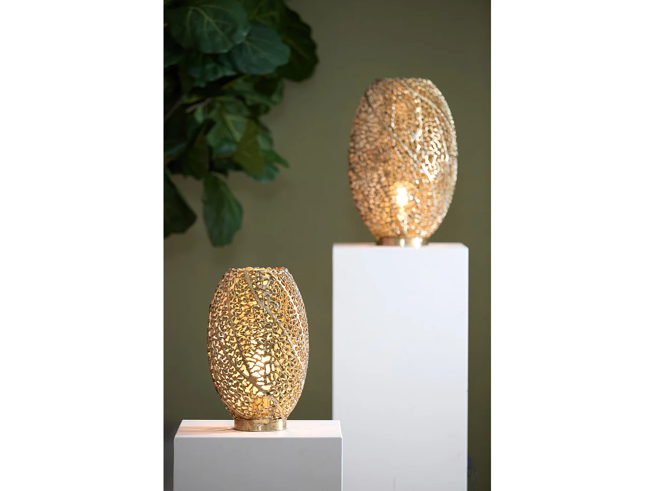 Lampe de table SINULA - Ø24x40cm - Doré