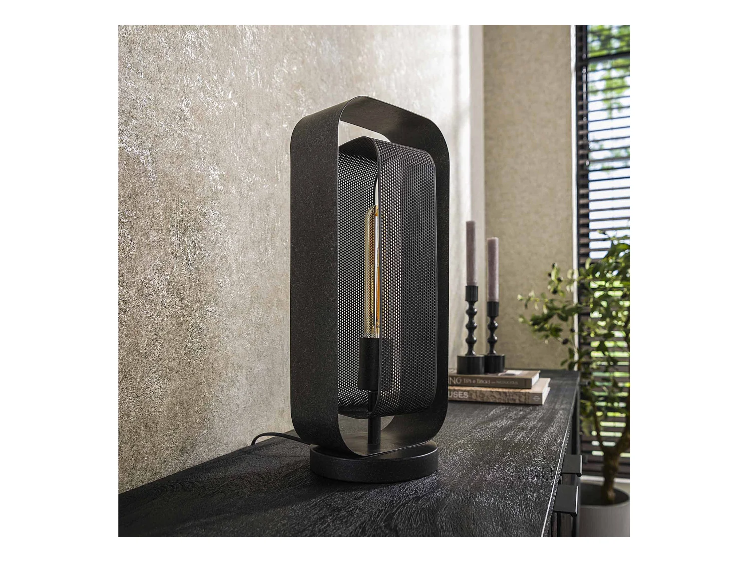 Tischleuchte 1L Mesh Rotate - Arctic Black