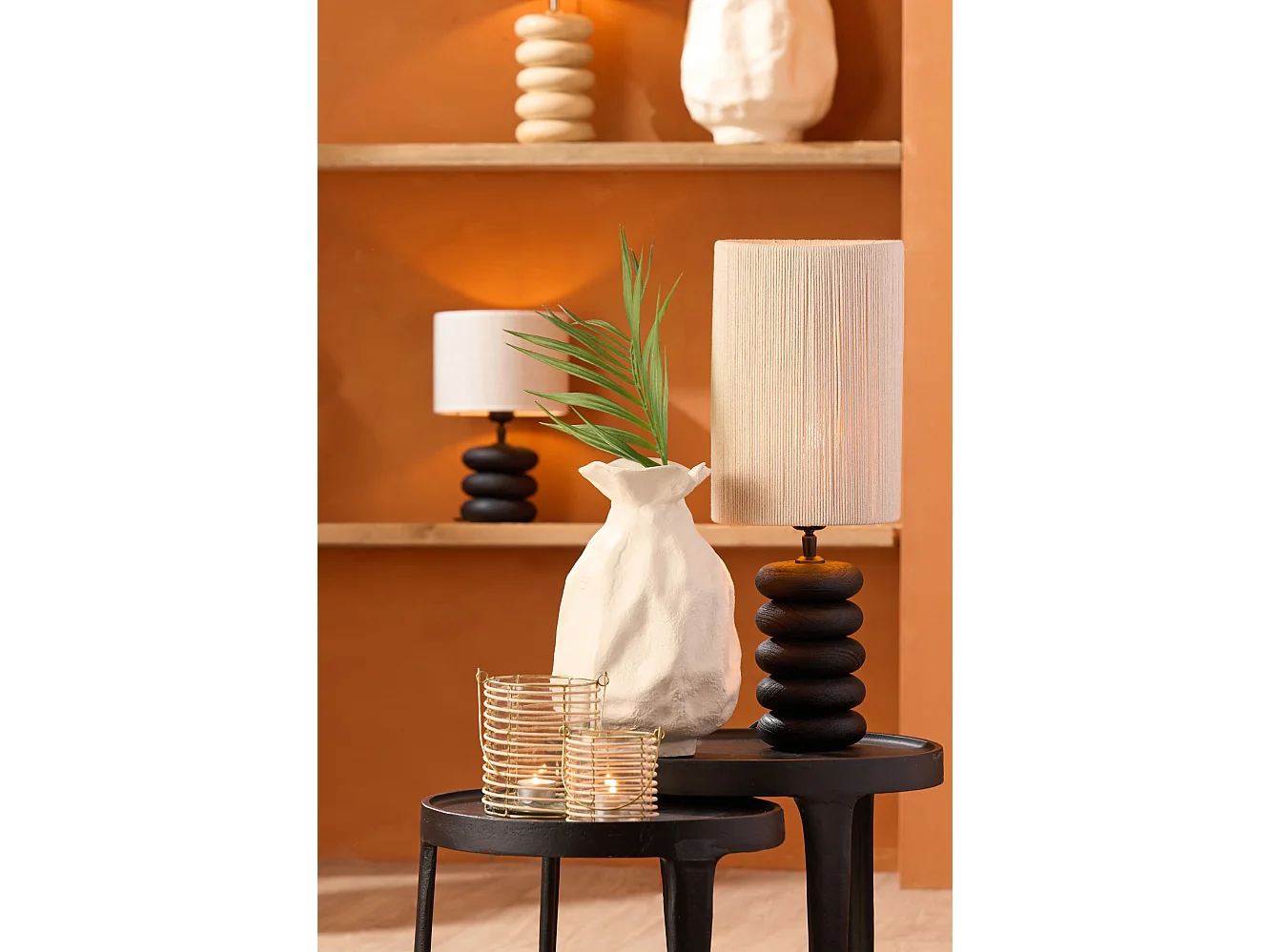 Pied de lampe BUDONGO - Ø12x21cm - Noir