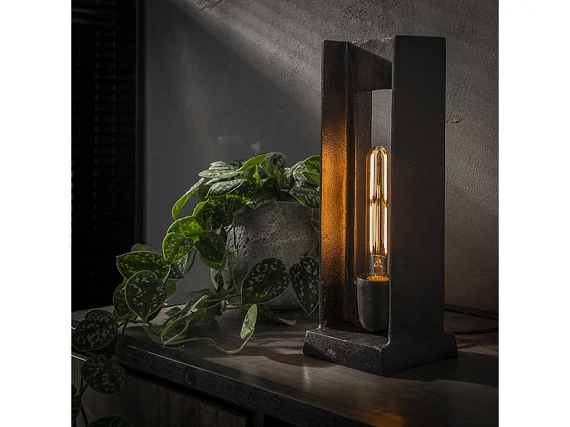 Lampe de table profil H - Lampe industrielle - Gris/Noir