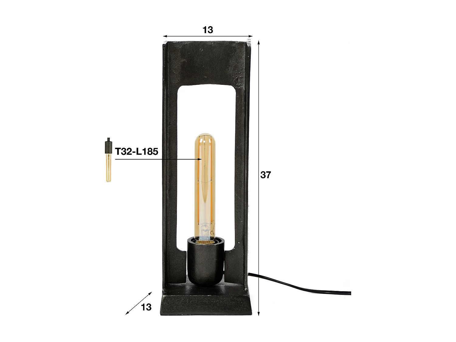Tischlampe H-Profil - Industrielampe - Grau/Schwarz