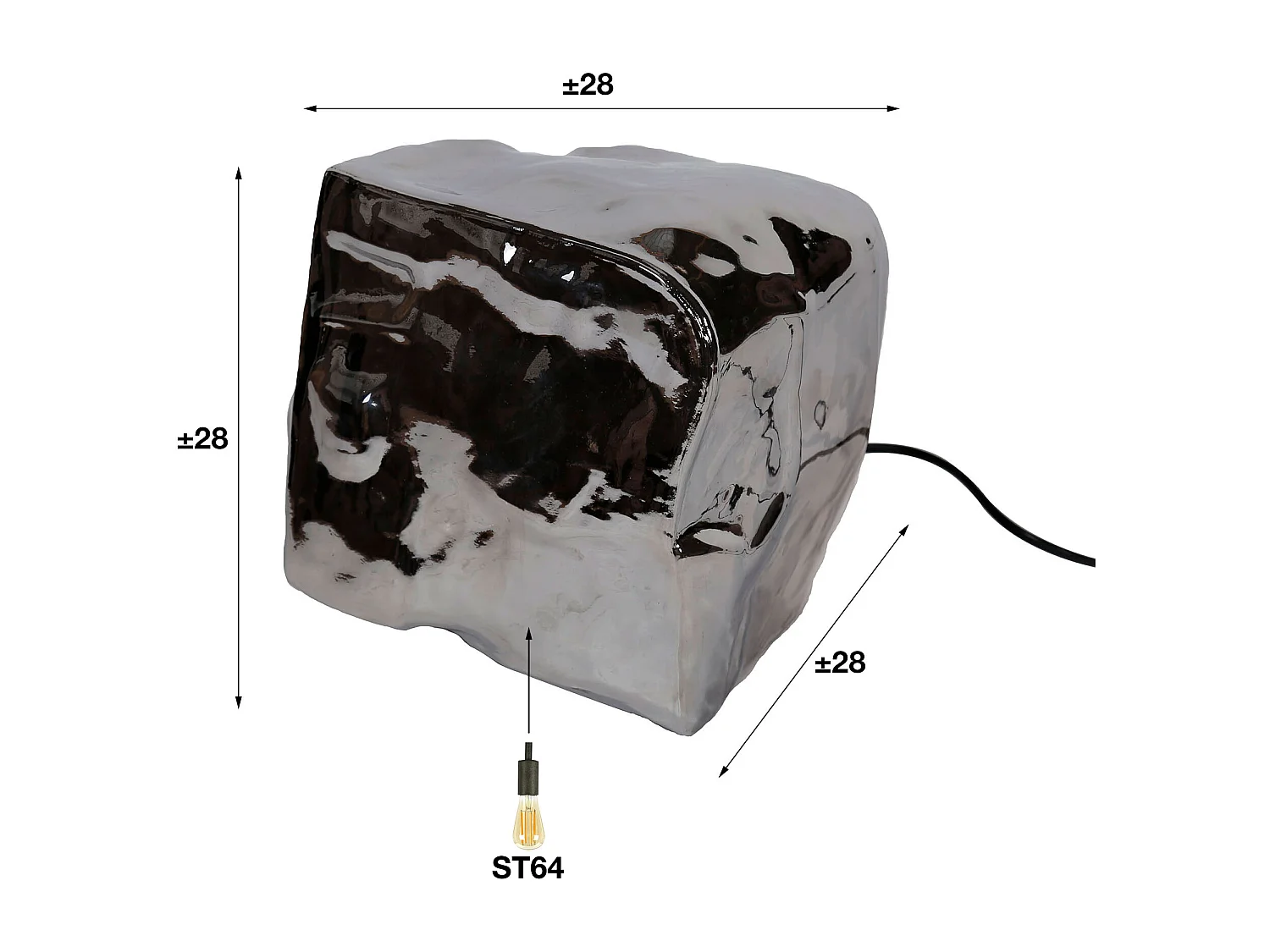 Lampe de table Rock Chromée - Industrielle - Lampe en Rock