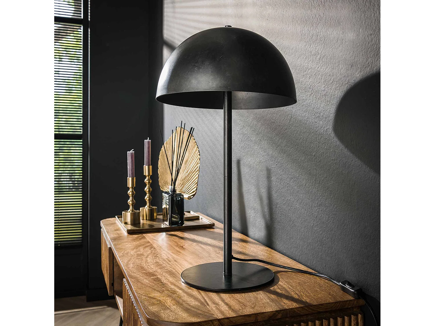 Lampe de table 2L Shield Métal - Gris foncé