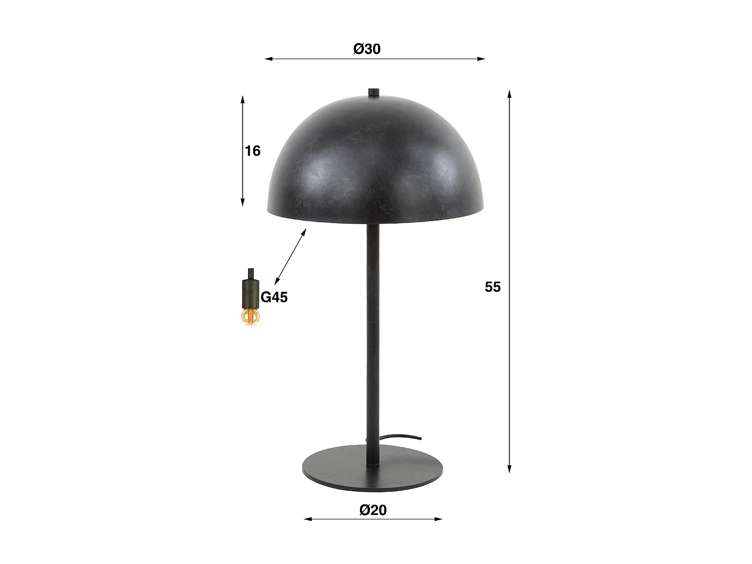 Lampe de table 2L Shield Métal - Gris foncé