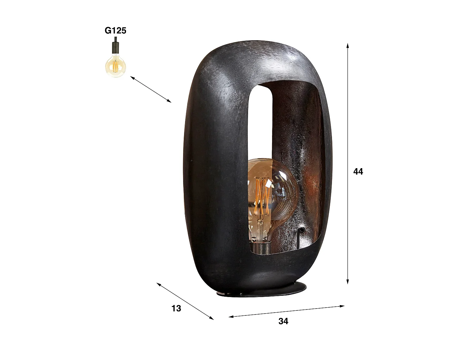 Tafellamp Arch XL - Zwart nikkel
