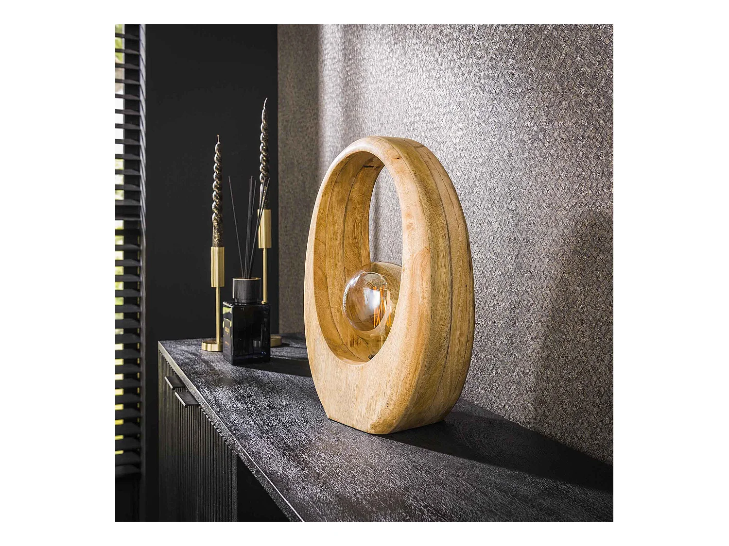 Tafellamp Arch Wood 1L - L