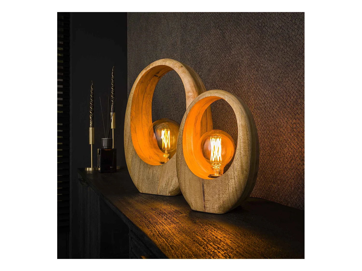 Tafellamp Arch Wood 1L - L