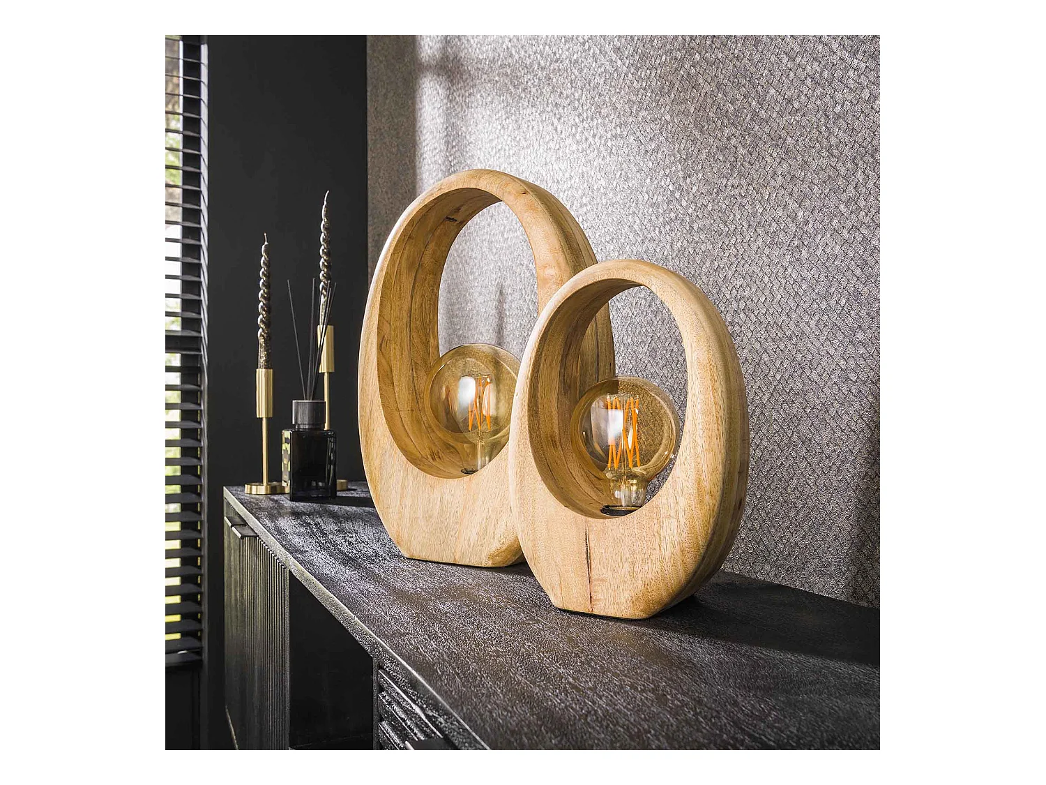 Tafellamp Arch Wood 1L - L