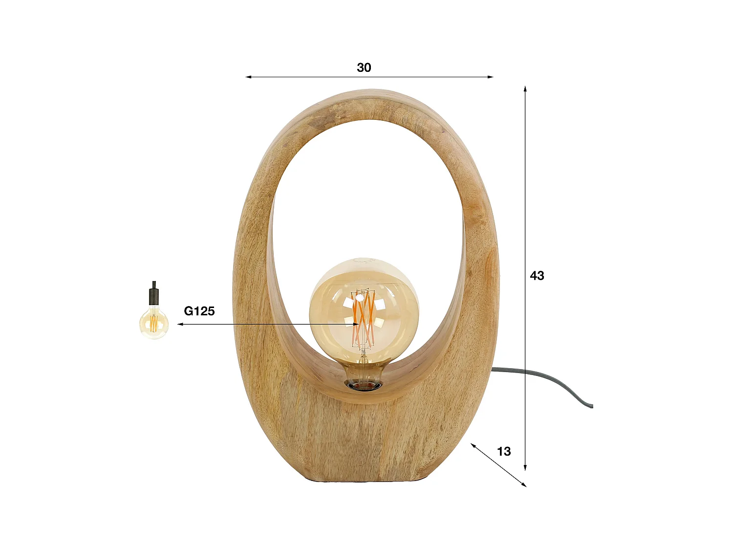 Tafellamp Arch Wood 1L - L
