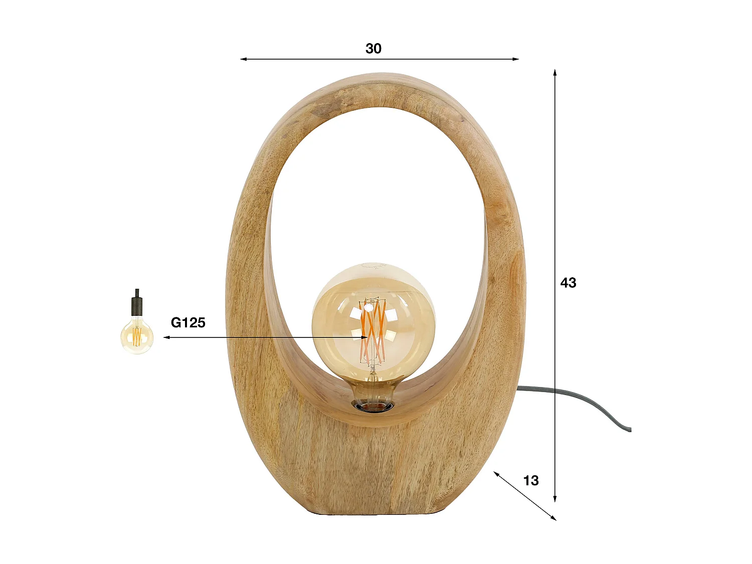 Tafellamp Arch Wood 1L - L