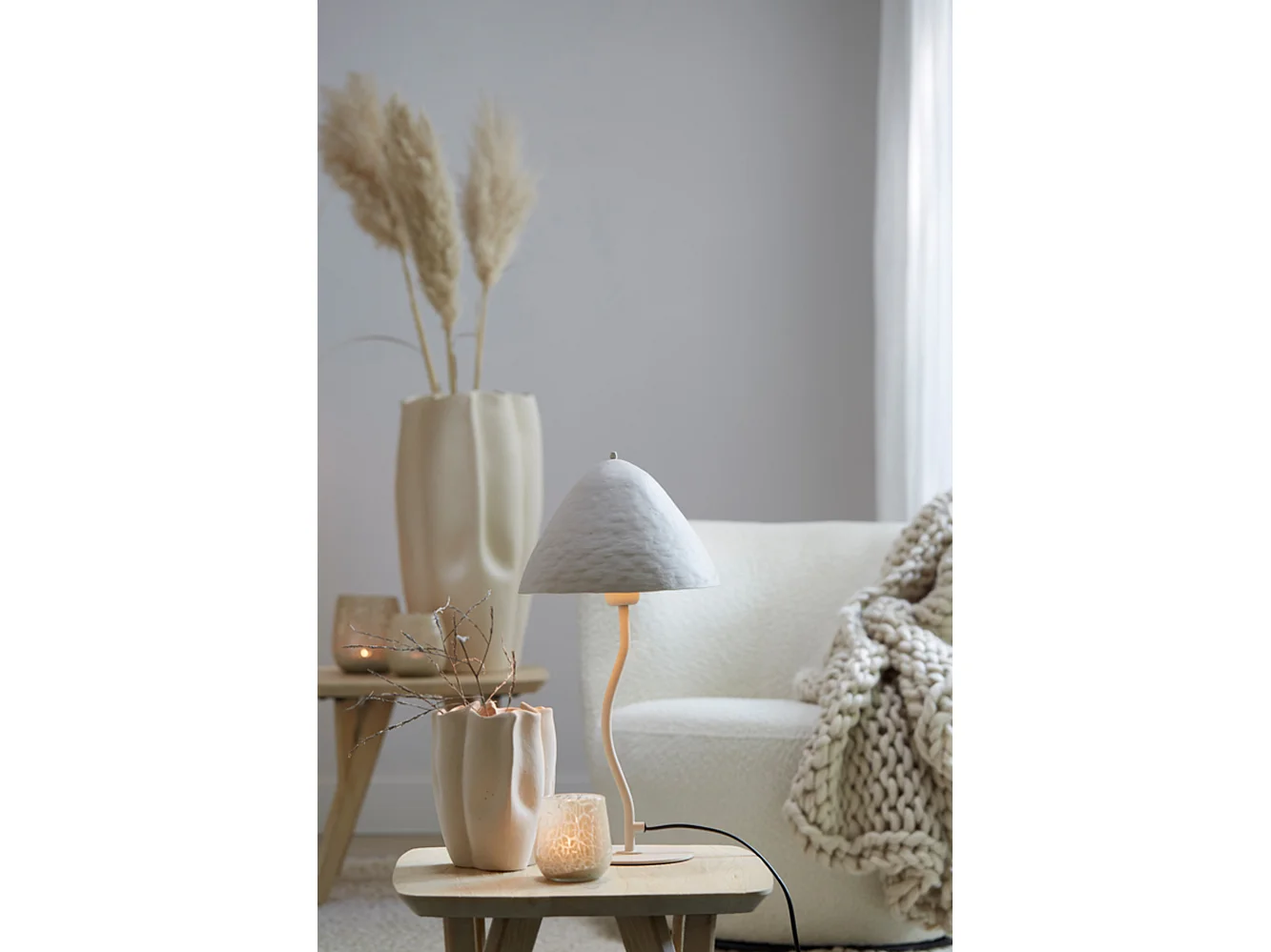 Lampe de table ELIMO - Ø25x50cm - Blanc