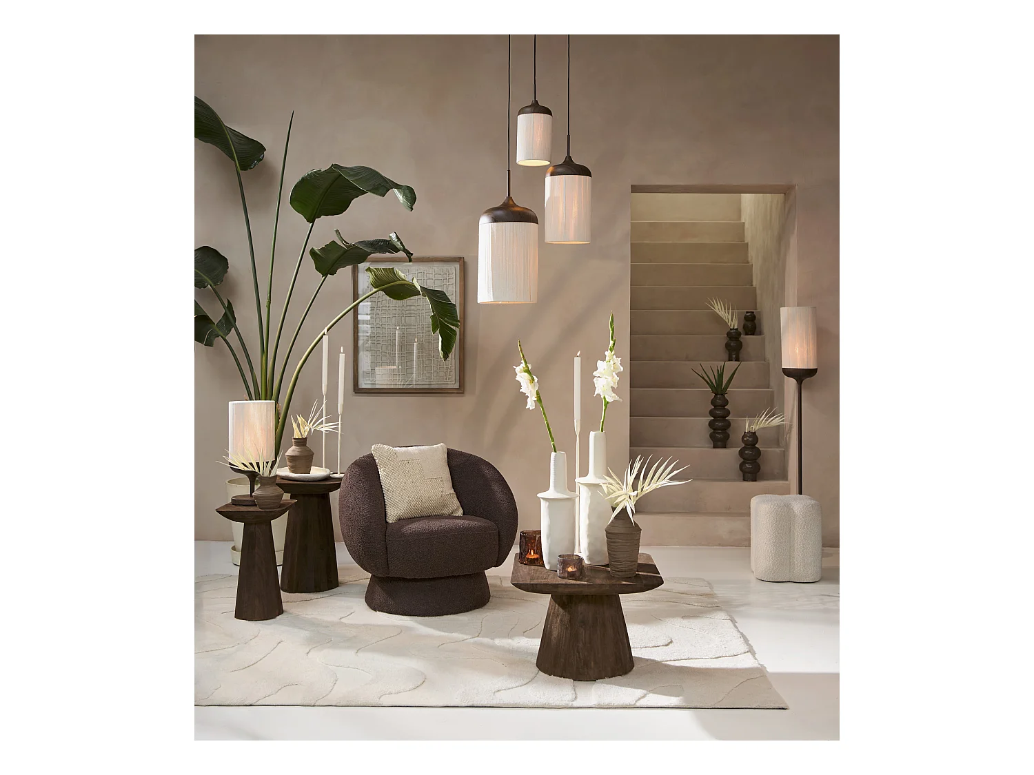 Lampe de table DANIA - Ø22,5x50cm - Marron