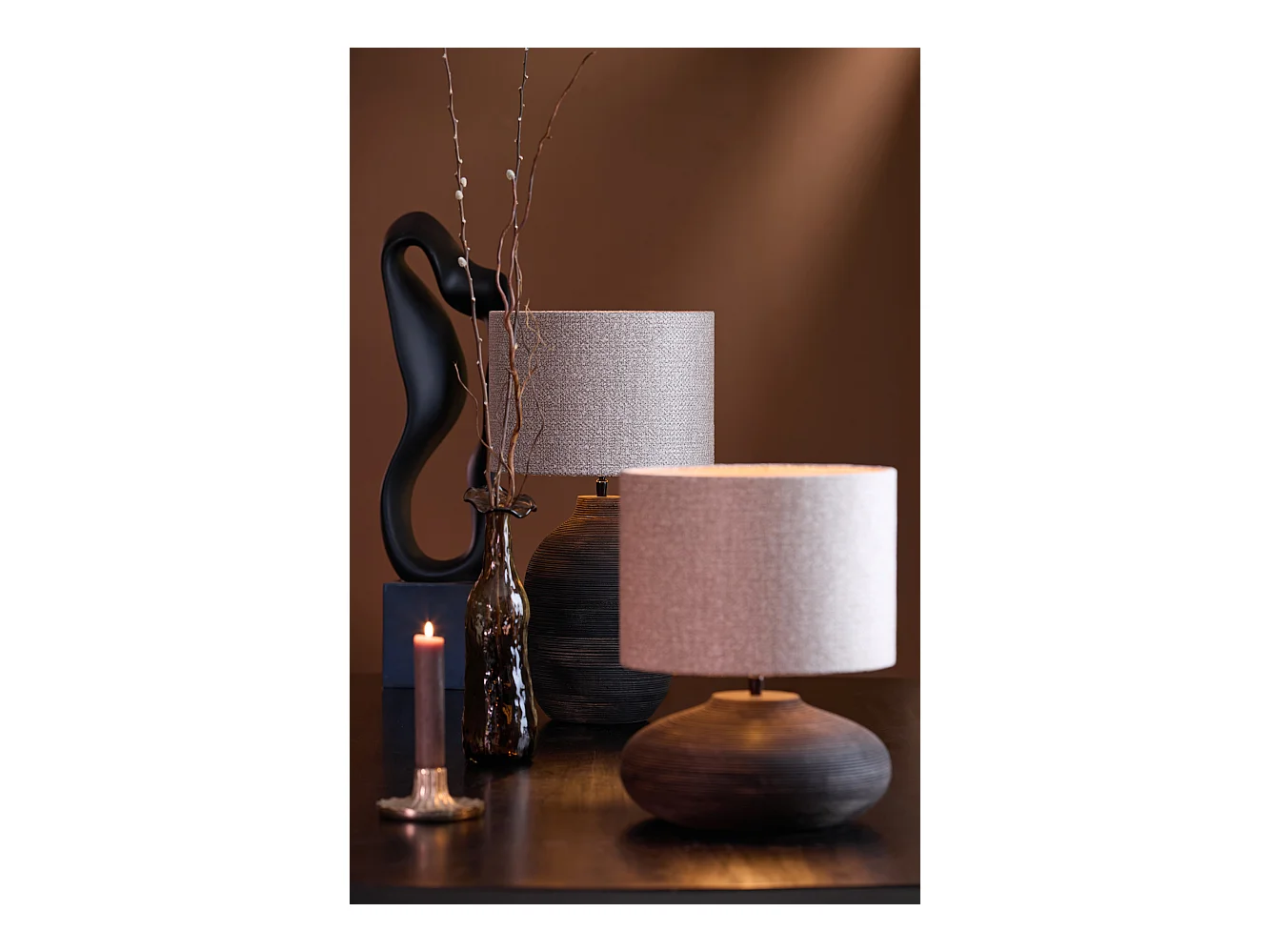 Pied de lampe KHOMAI - Ø22x39cm - Marron