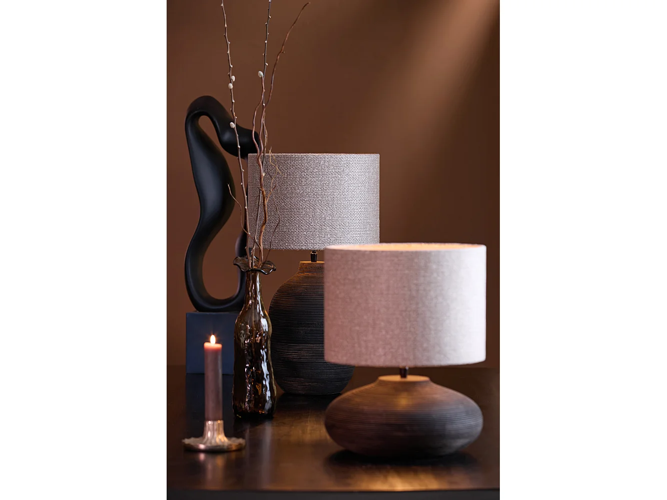 Pied de lampe KHOMAI - Ø22x39cm - Marron