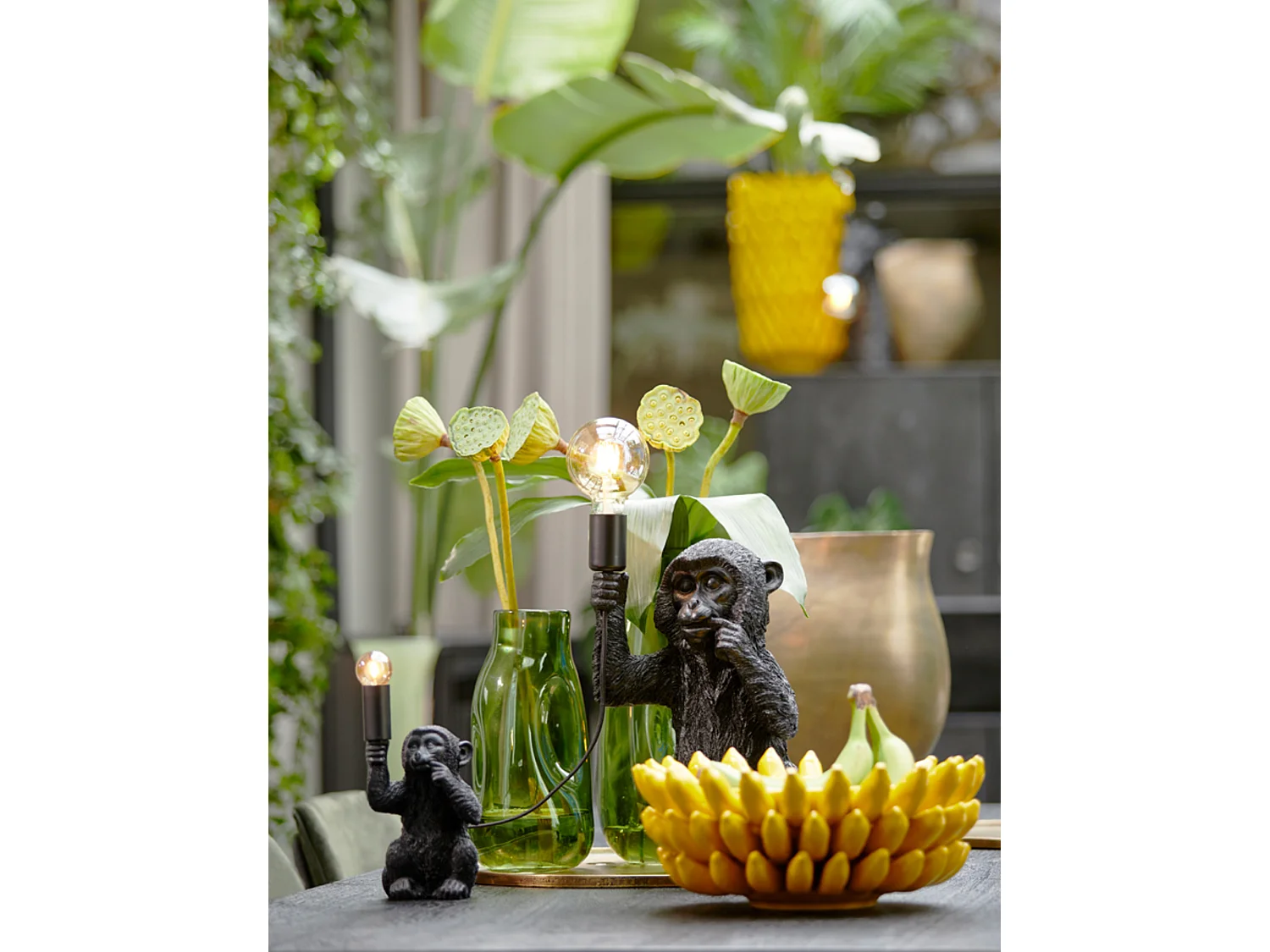 Lámpara de mesa MONKEY - 13x12,5x23,5cm - Negro