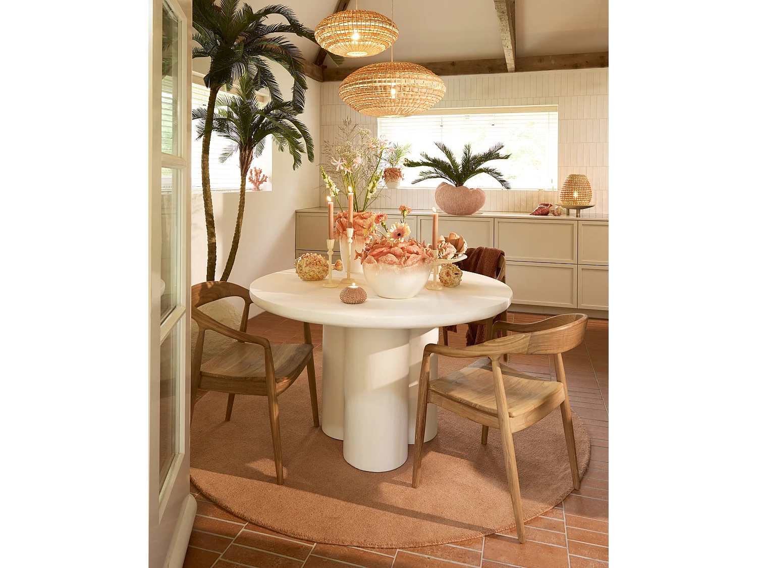 Lampe de table KALIPA - Ø32x34,5cm - Rouge