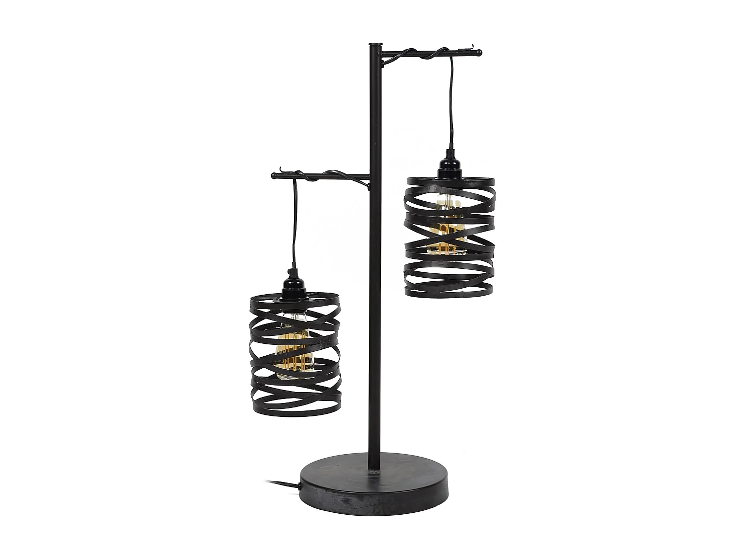 Lámpara de mesa industrial - Lámpara de mesa vintage de metal y vidrio - Espiral