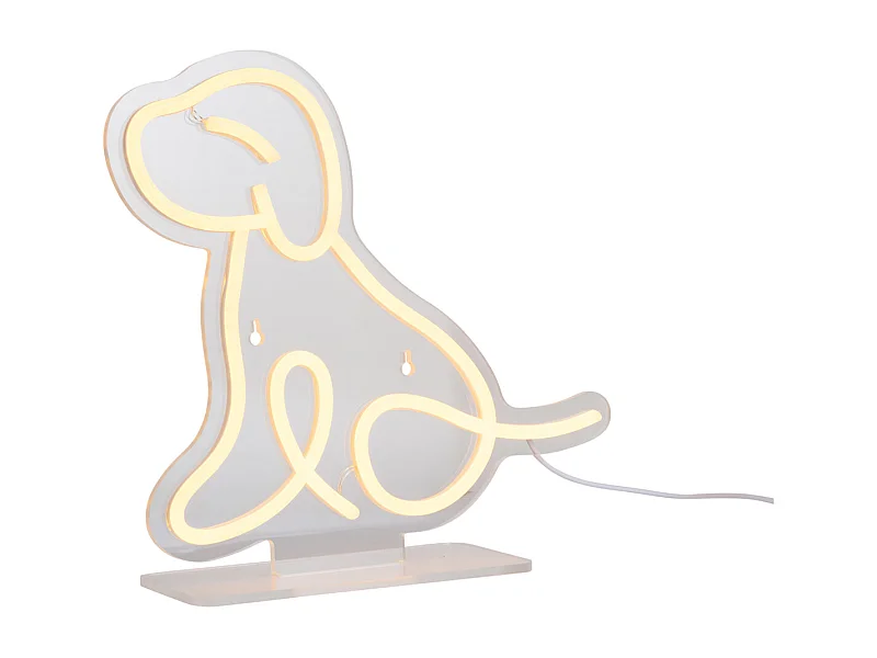 Perro sentado con luz de neón - Amarillo